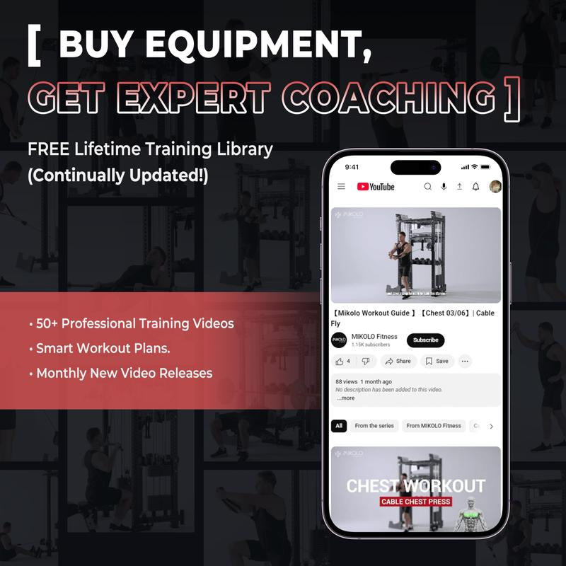 MIKOLO Power Cage 1500LBS Squat Rack with Cable Crossover LAT Pull down Station Steel Home Gym Workouts Equipment Set 21-Piece Complete Accessories Includedmikolo