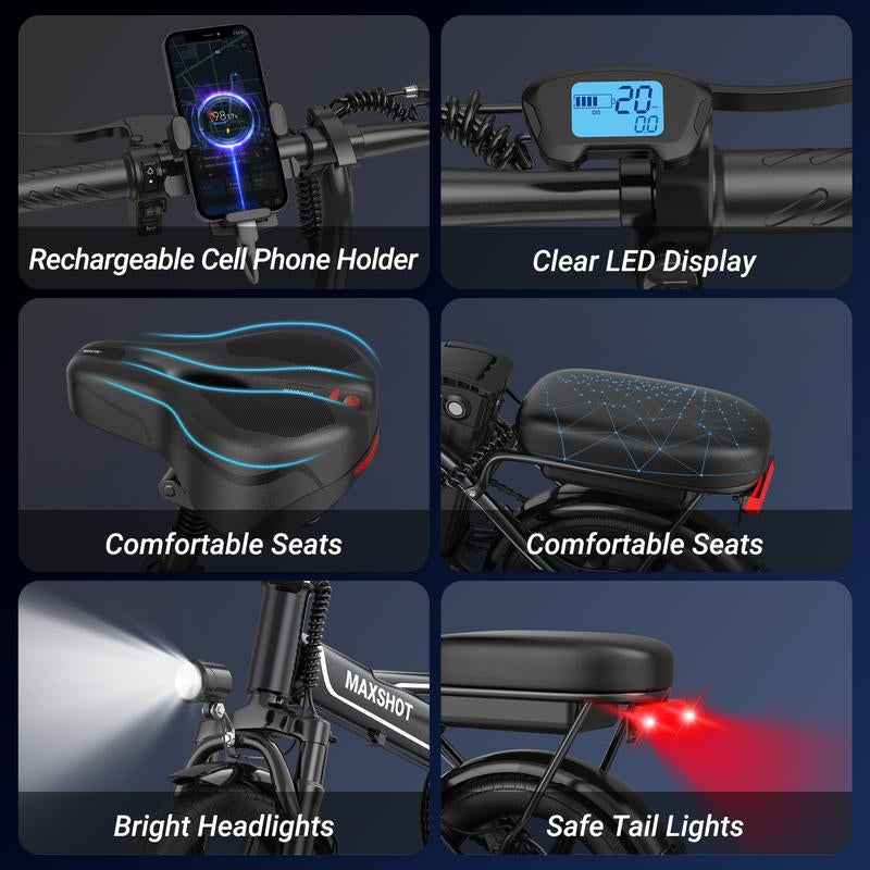 350W Folding E-Scooter & E-Bike | 22/28/40MPH Versions | Dual Suspension, 23 Miles Range, 8.5'' Tires - APP Controlled for Teens & Adults