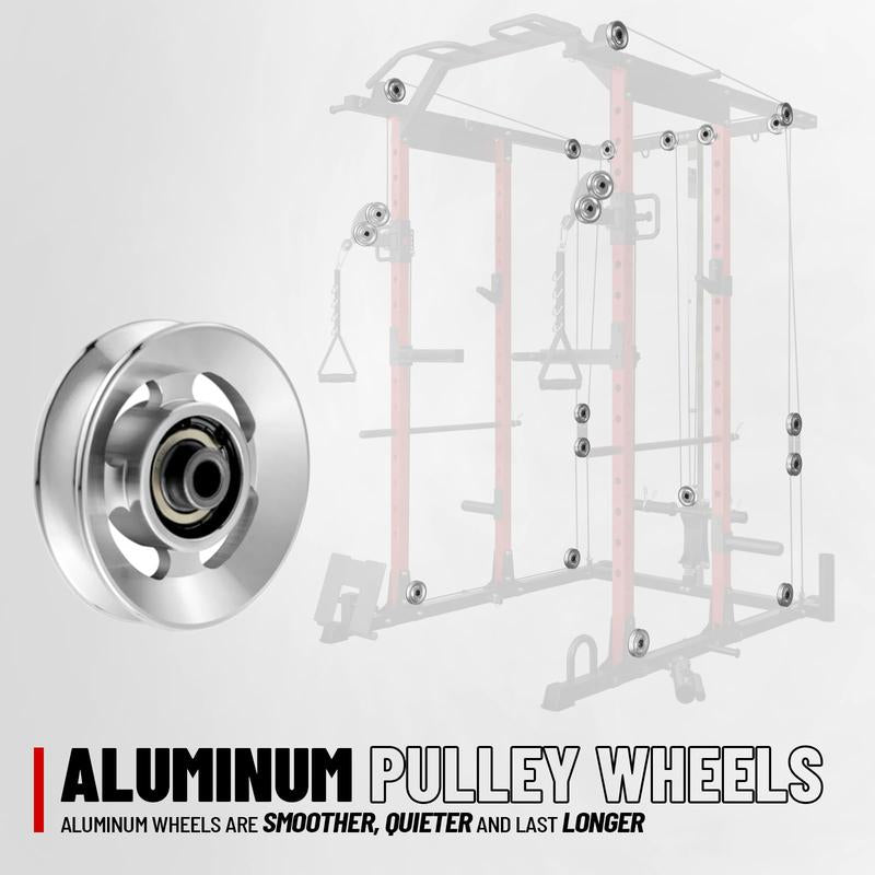 MIKOLO Power Cage 1500LBS Squat Rack with Cable Crossover LAT Pull down Station Steel Home Gym Workouts Equipment Set 21-Piece Complete Accessories Includedmikolo